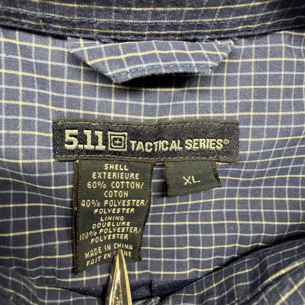 5.11 Tactical Shirt Mens XL Blue Plaid Long Sleeve Button Down MeshUtility Shirt - Picture 3 of 10